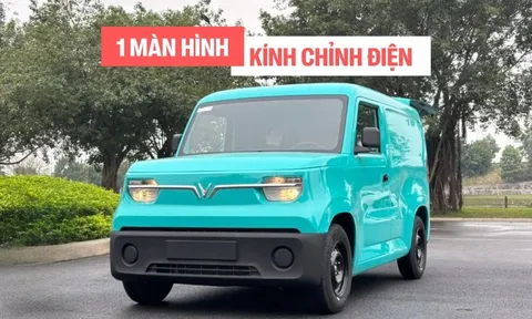 Hình chi tiết VinFast EC Van sắp bàn giao khách hàng: Nội thất tối giản, 1 màn hình, âm thanh radio, kính chỉnh điện, thùng hàng 2.600L