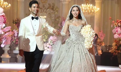 Cô dâu Tiên Nguyễn lộng lẫy, váy cưới đính hàng nghìn viên đá quý