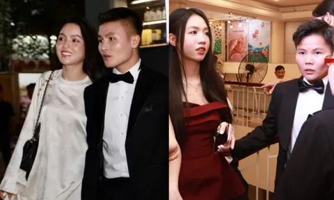 Bích Thùy sánh bước với Trần Thị Duyên, Quang Hải lịch lãm bên vợ dự Quả bóng vàng 2025