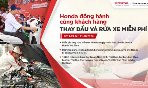 Honda Việt Nam kiểm tra và thay dầu miễn phí cho xe máy bị hỏng do mưa lũ