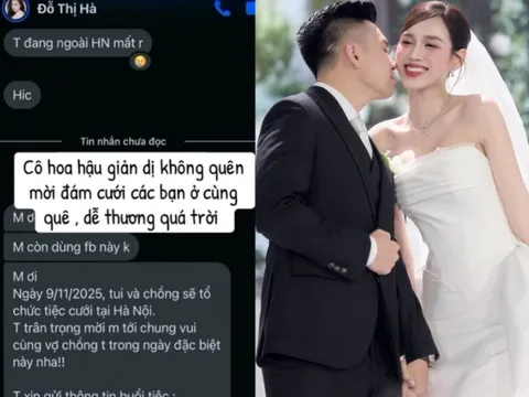 Con người thật của Đỗ Hà - vợ TGĐ Sơn Hải hé lộ qua tin nhắn mời bạn cấp 3 đi đám dự cưới