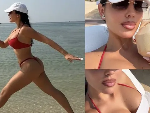 Vị hôn thê của Ronaldo diện bikini đỏ khoe body “bốc lửa" sau khi chốt địa điểm siêu đám cưới, visual "rich mom" đỉnh chóp