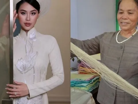 Áo dài cưới của Tiên Nguyễn được làm từ tơ sen hiếm bậc nhất Việt Nam!