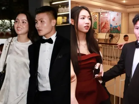 Bích Thùy sánh bước với Trần Thị Duyên, Quang Hải lịch lãm bên vợ dự Quả bóng vàng 2025