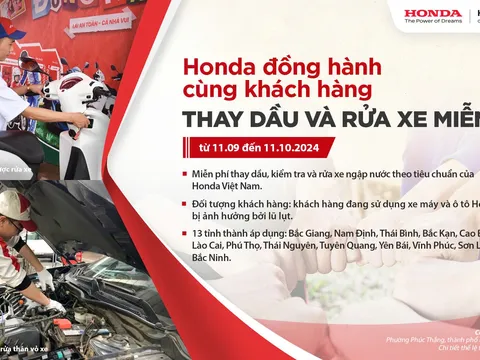Honda Việt Nam kiểm tra và thay dầu miễn phí cho xe máy bị hỏng do mưa lũ